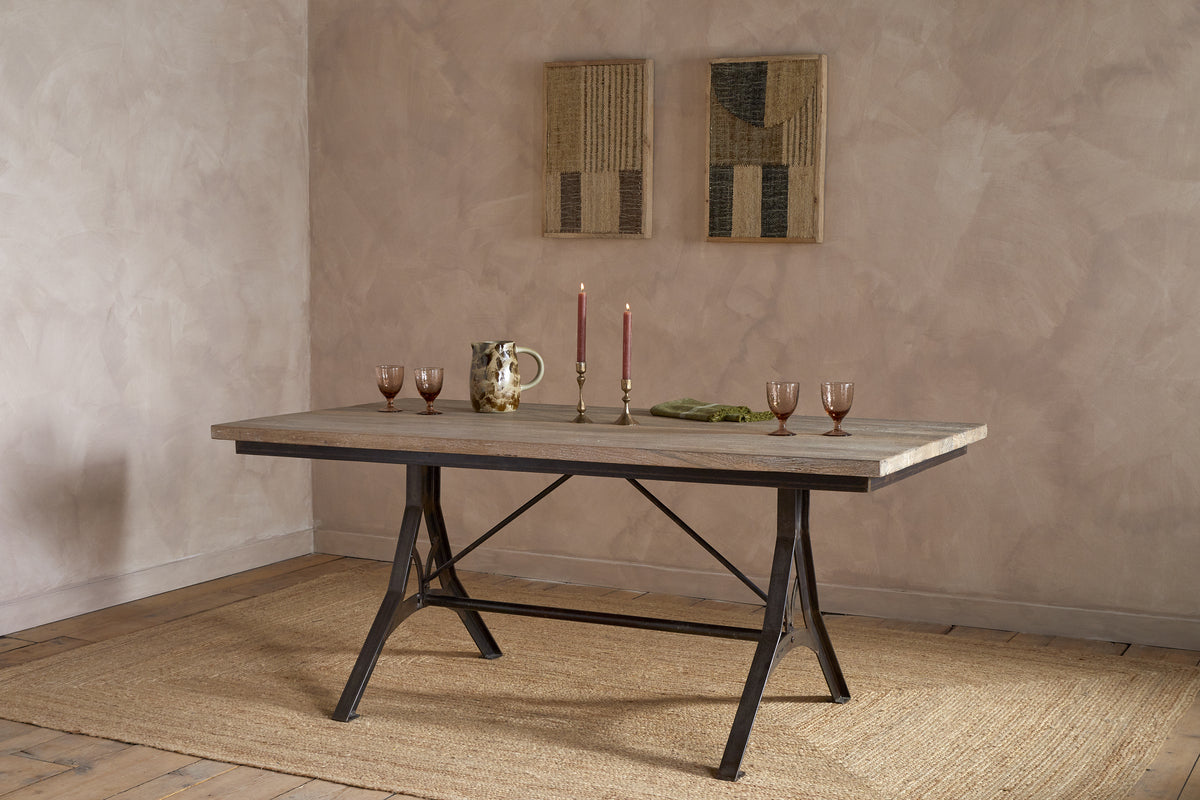 Lopa Large Iron & Reclaimed Wood Dining Table - Natural