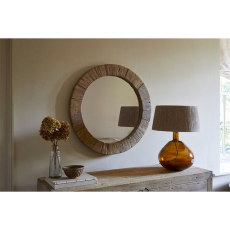 Ibo Small Reclaimed Wood Round Wall Mirror - Natural