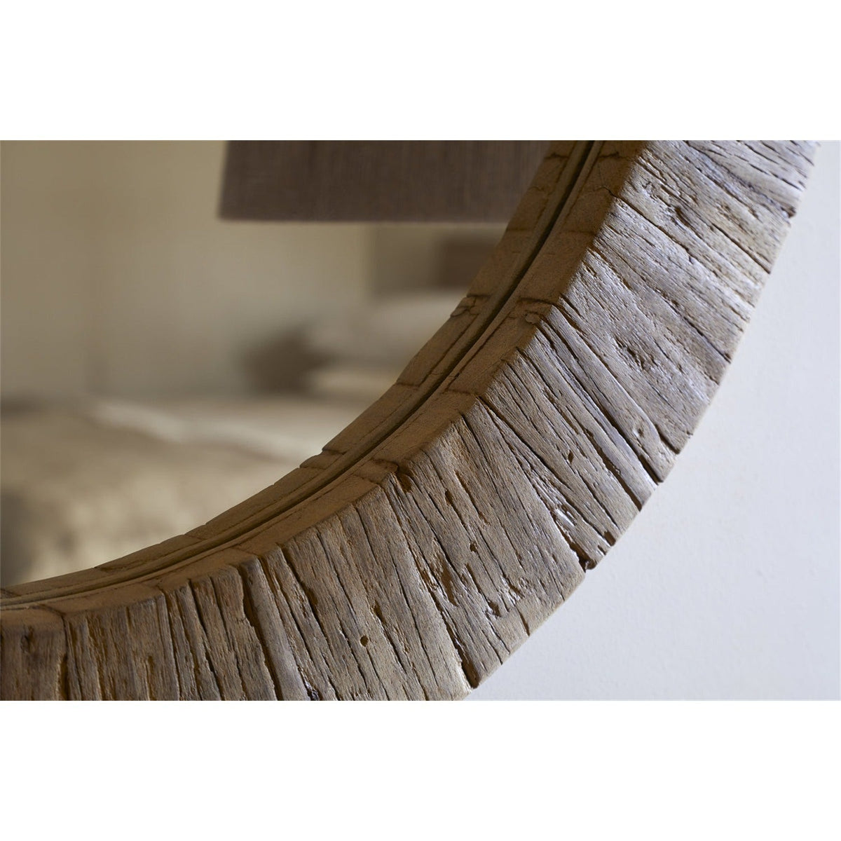 Ibo Small Reclaimed Wood Round Wall Mirror - Natural