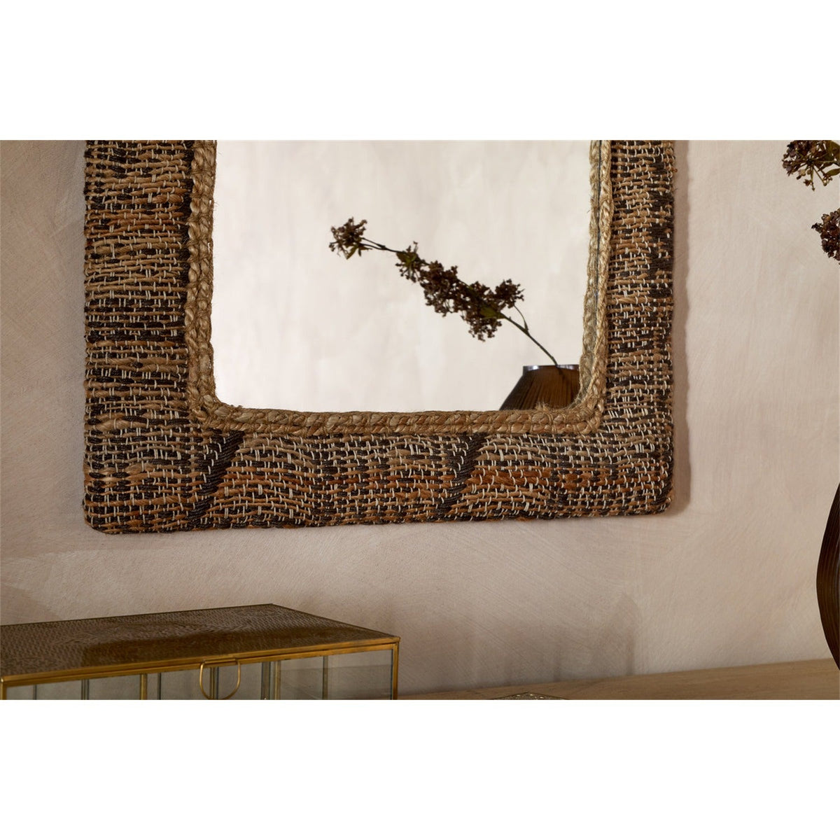 Arjun Upholstered Kilim Wall Mirror - Natural
