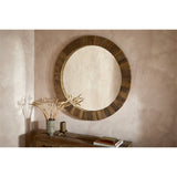 Ibo Large Reclaimed Wood Round Wall Mirror - Natural