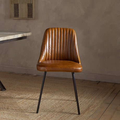 Harsha Leather Dining Chair - Aged Tan