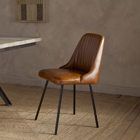 Harsha Leather Dining Chair - Aged Tan