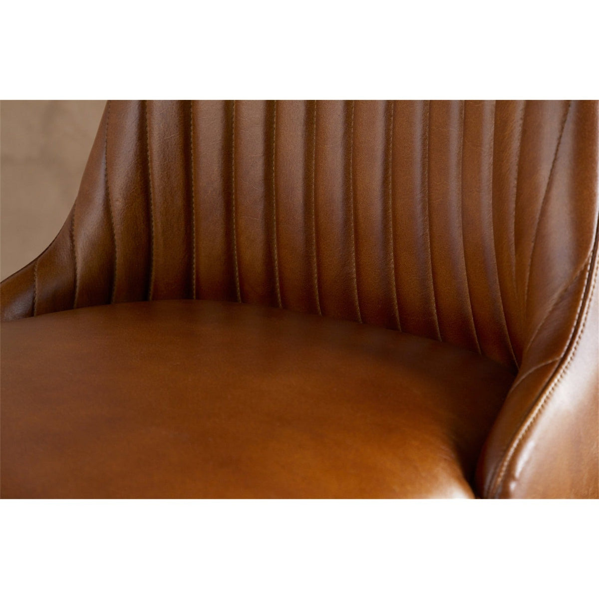 Harsha Ribbed Leather Counter Stool - Aged Tan