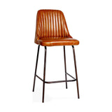 Harsha Ribbed Leather Counter Stool - Aged Tan