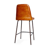 Harsha Ribbed Leather Counter Stool - Aged Tan