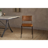 Amala Woven Leather & Iron Dining Chair - Aged Tan
