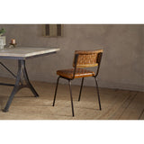 Amala Woven Leather & Iron Dining Chair - Aged Tan