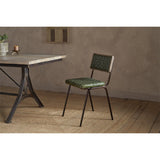 Amala Leather Weave & Iron Dining Chair - Rich Green