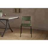 Amala Leather Weave & Iron Dining Chair - Rich Green