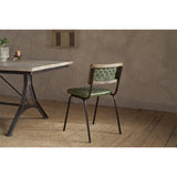 Amala Leather Weave & Iron Dining Chair - Rich Green