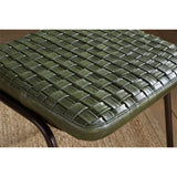 Amala Leather Weave & Iron Dining Chair - Rich Green