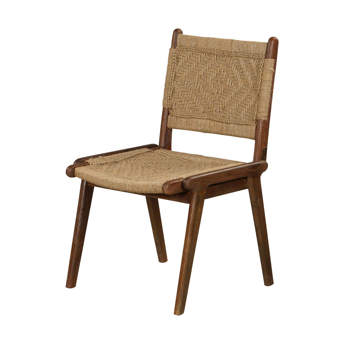 Vinay Jute & Wood Woven Dining Chair - Chocolate Brown