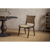 Vinay Jute & Wood Woven Dining Chair - Chocolate Brown