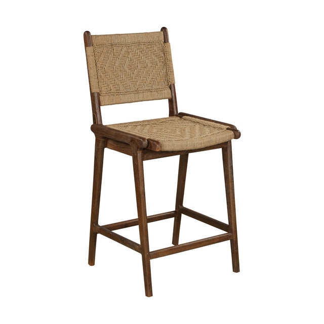 Vinay Jute & Wood Woven Counter Stool - Chocolate Brown