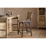 Vinay Jute & Wood Woven Counter Stool - Chocolate Brown