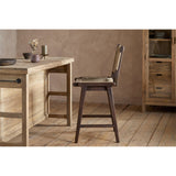 Vinay Jute & Wood Woven Counter Stool - Chocolate Brown