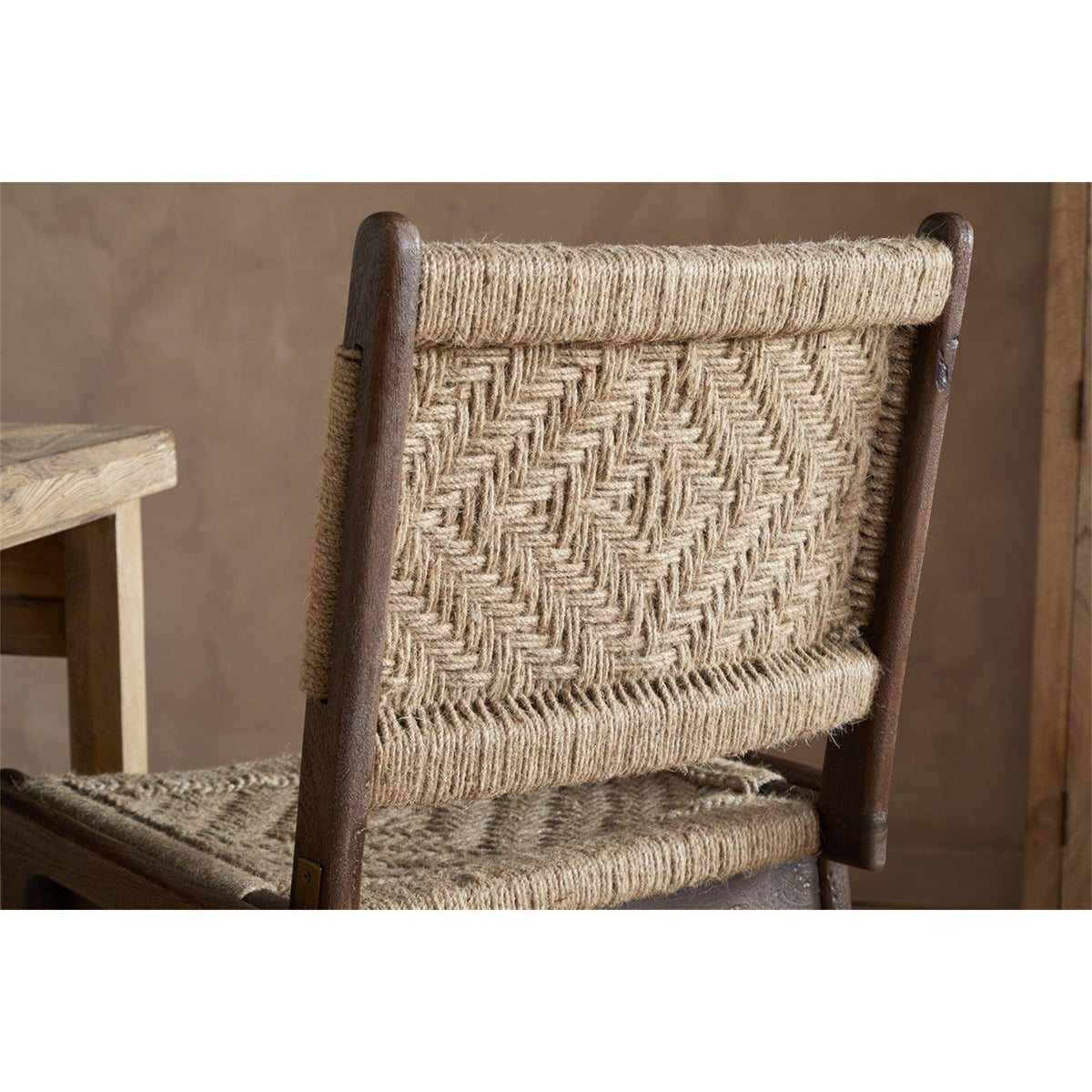 Vinay Jute & Wood Woven Counter Stool - Chocolate Brown