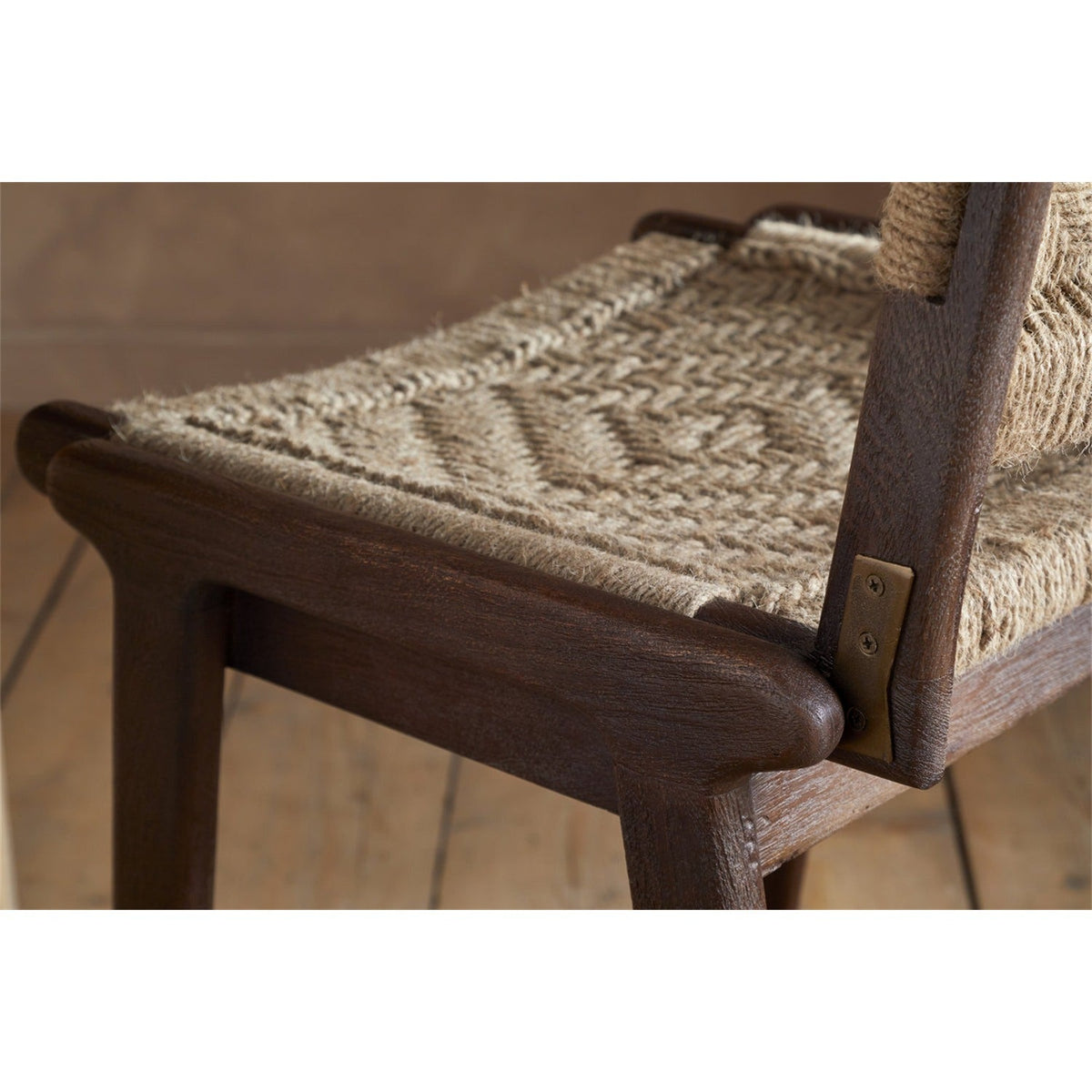 Vinay Jute & Wood Woven Counter Stool - Chocolate Brown