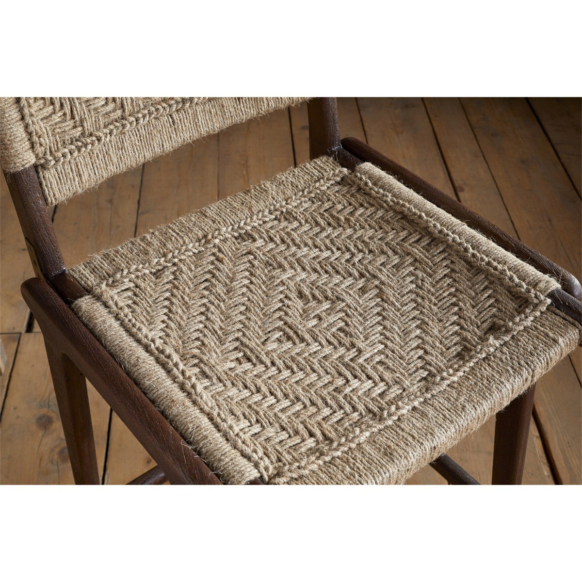 Vinay Jute & Wood Woven Counter Stool - Chocolate Brown
