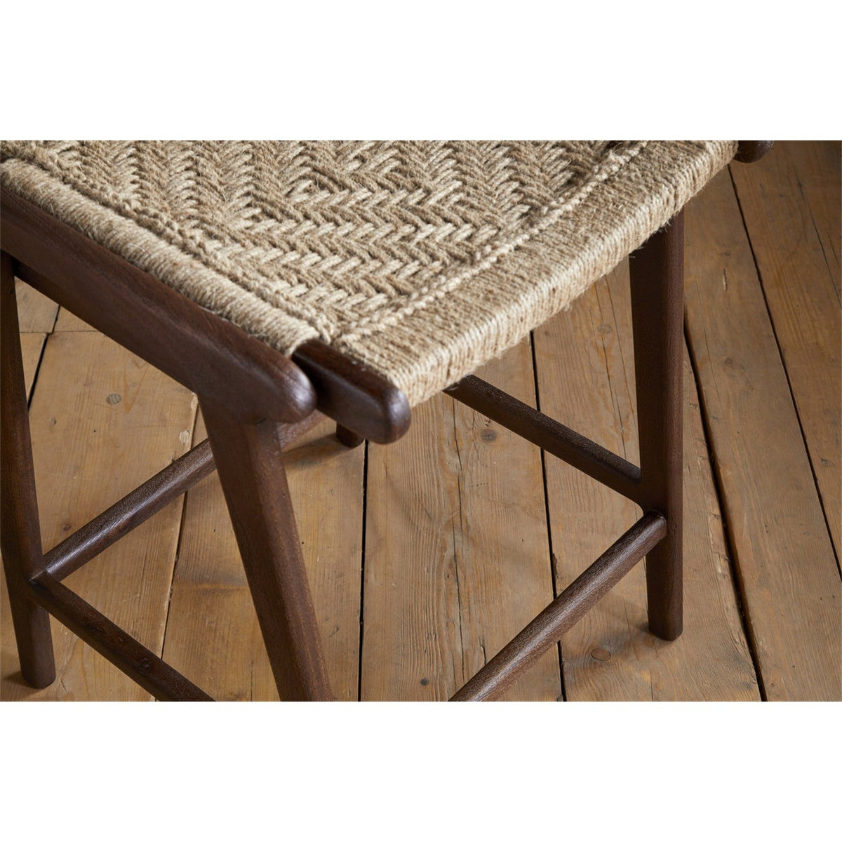 Vinay Jute & Wood Woven Counter Stool - Chocolate Brown