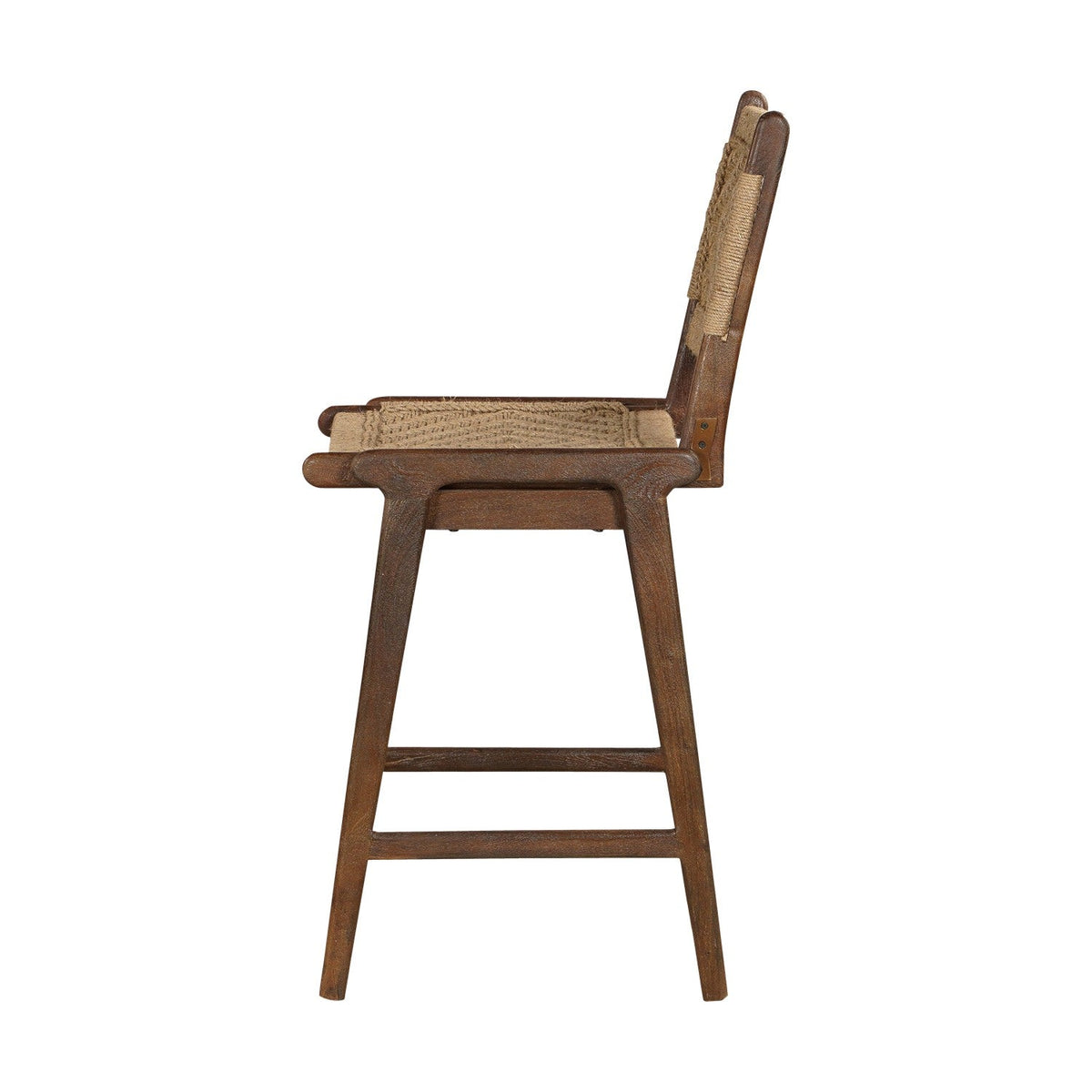 Vinay Jute & Wood Woven Counter Stool - Chocolate Brown