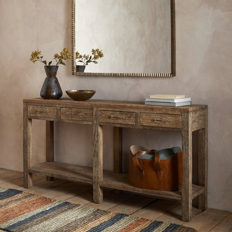 Ibo Reclaimed Wood 4 Drawer Console Table - Natural