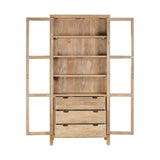 Artha Mango Wood & Glass Tall Display Cabinet - Natural