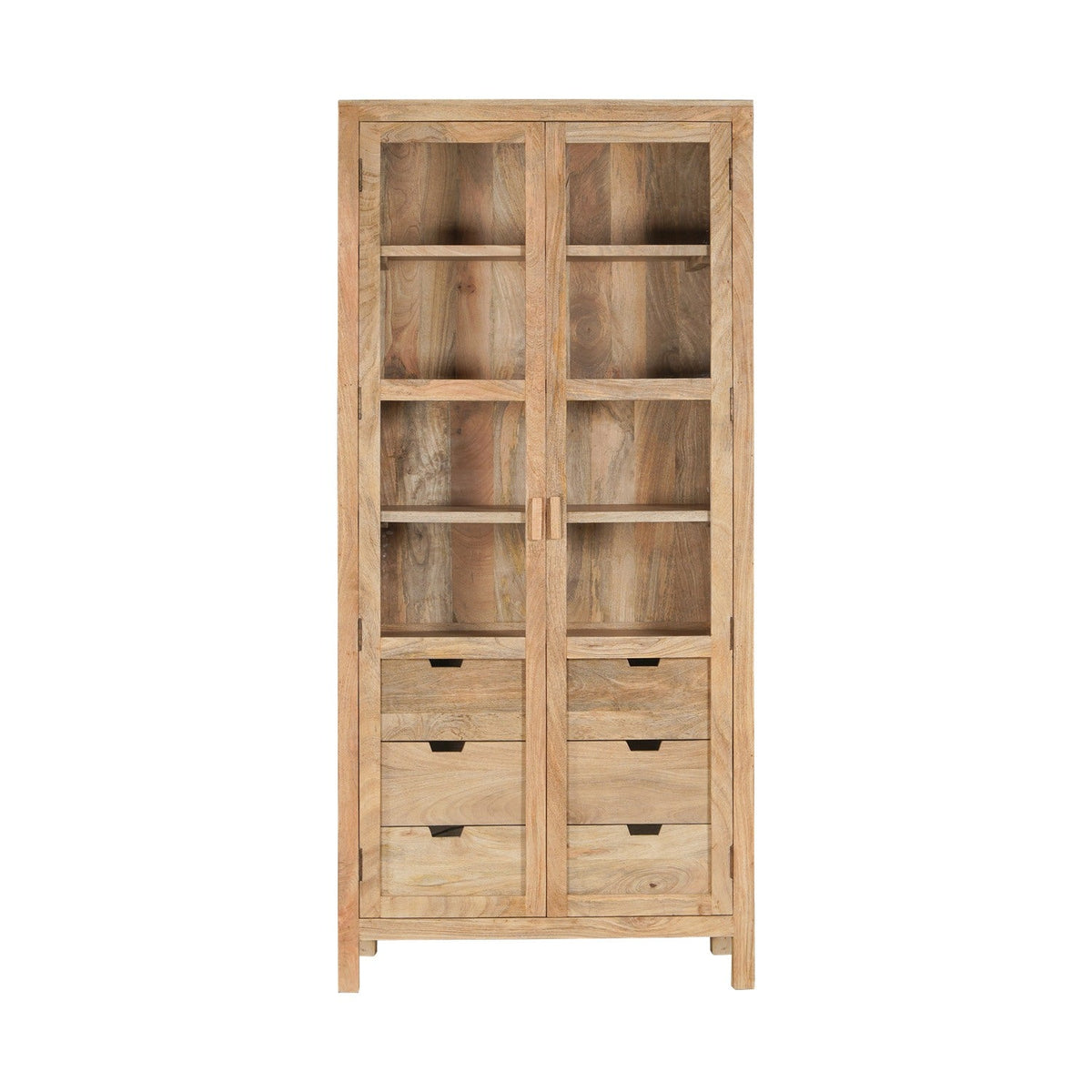 Artha Mango Wood & Glass Tall Display Cabinet - Natural