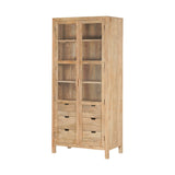 Artha Mango Wood & Glass Tall Display Cabinet - Natural