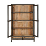 Valin Wide Mango Wood & Glass Display Cabinet - Charcoal