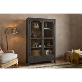 Valin Wide Mango Wood & Glass Display Cabinet - Charcoal