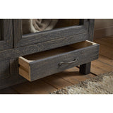 Valin Wide Mango Wood & Glass Display Cabinet - Charcoal