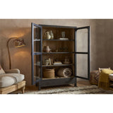 Valin Wide Mango Wood & Glass Display Cabinet - Charcoal