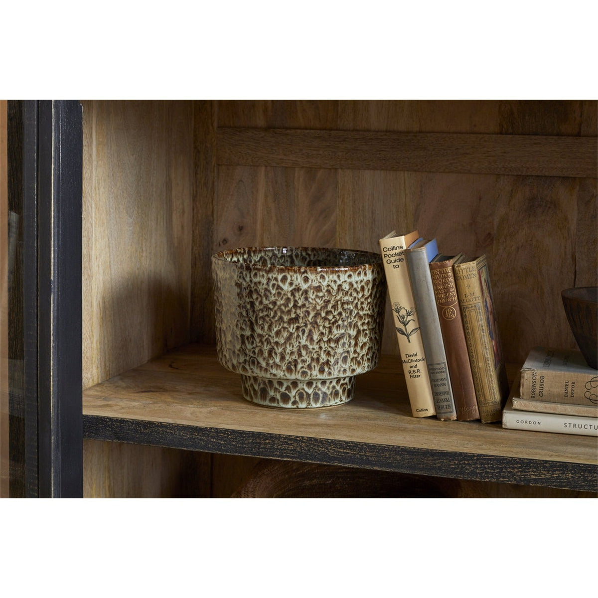Valin Wide Mango Wood & Glass Display Cabinet - Charcoal