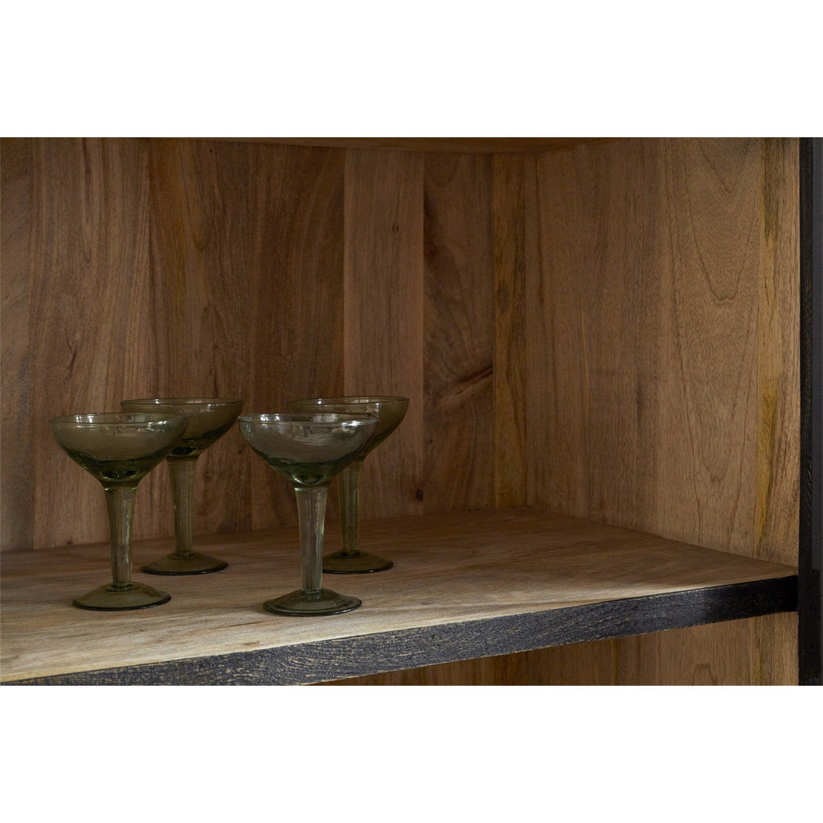 Valin Wide Mango Wood & Glass Display Cabinet - Charcoal