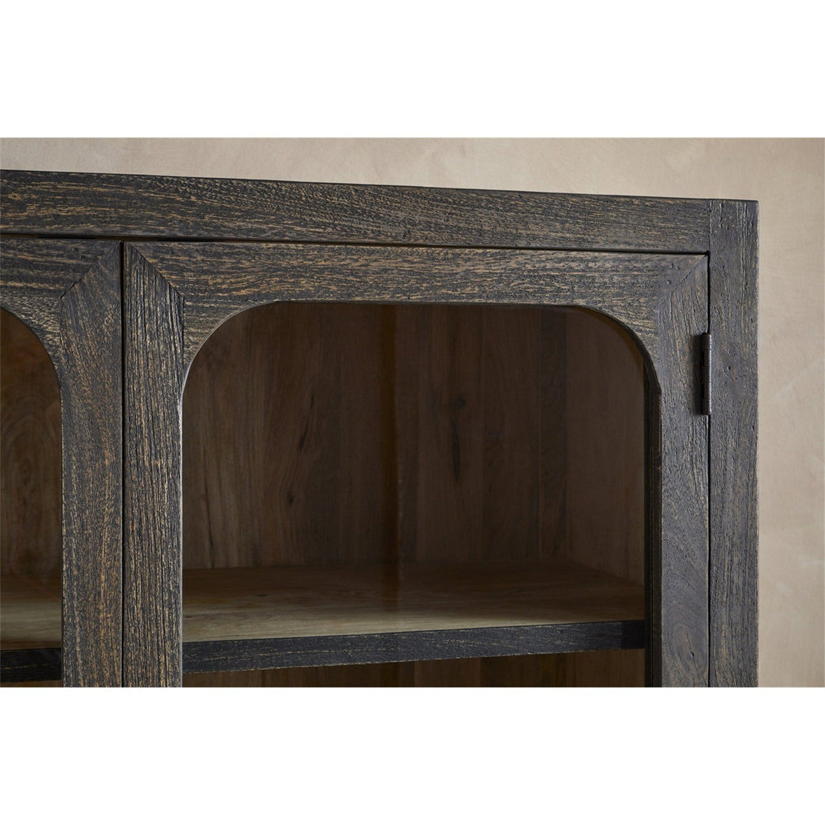 Valin Wide Mango Wood & Glass Display Cabinet - Charcoal