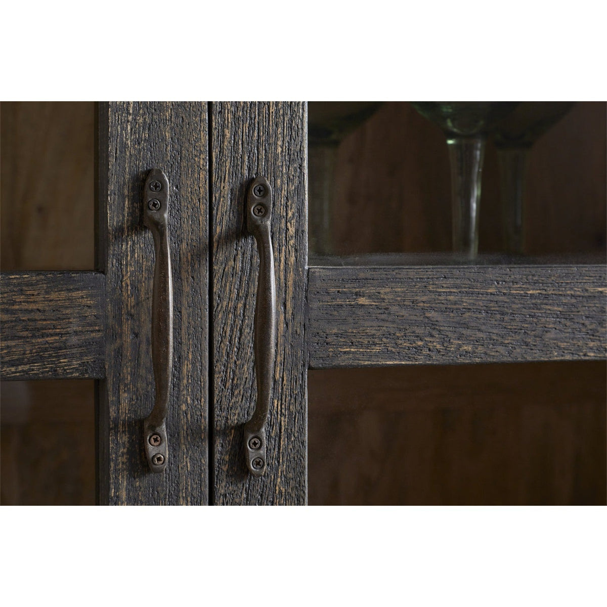 Valin Wide Mango Wood & Glass Display Cabinet - Charcoal
