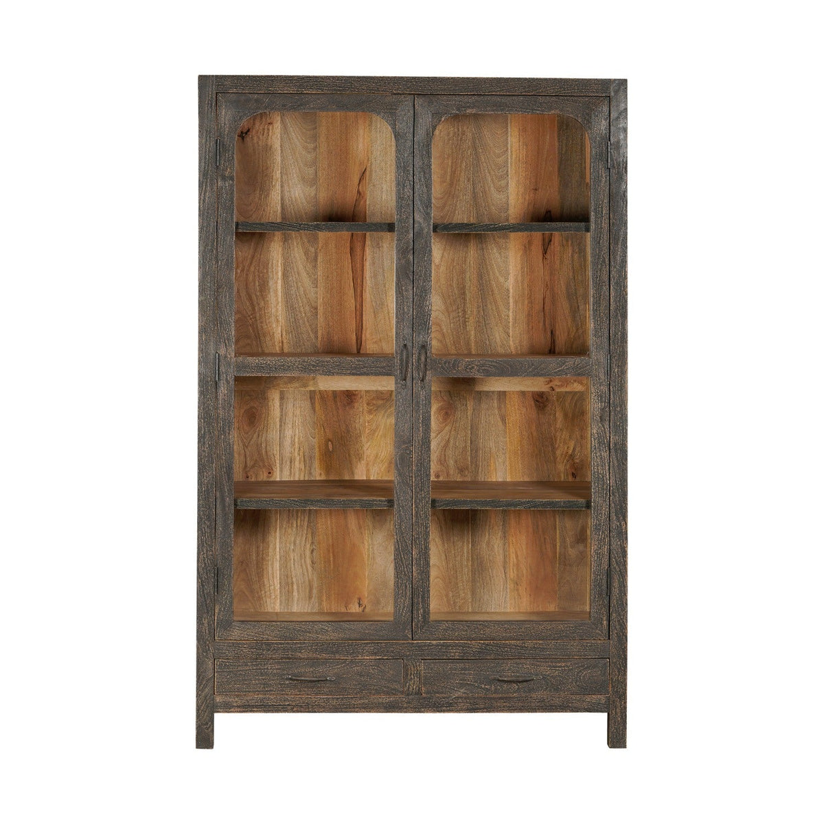 Valin Wide Mango Wood & Glass Display Cabinet - Charcoal