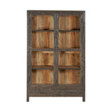 Valin Wide Mango Wood & Glass Display Cabinet - Charcoal