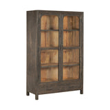 Valin Wide Mango Wood & Glass Display Cabinet - Charcoal