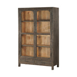 Valin Wide Mango Wood & Glass Display Cabinet - Charcoal