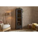 Valin Tall Mango Wood & Glass Display Cabinet - Charcoal