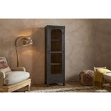 Valin Tall Mango Wood & Glass Display Cabinet - Charcoal