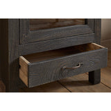 Valin Tall Mango Wood & Glass Display Cabinet - Charcoal