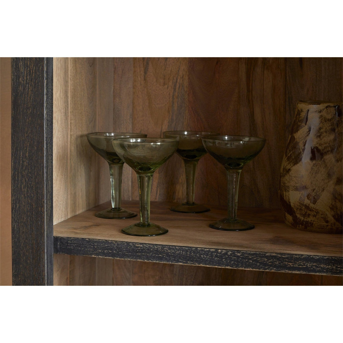 Valin Tall Mango Wood & Glass Display Cabinet - Charcoal