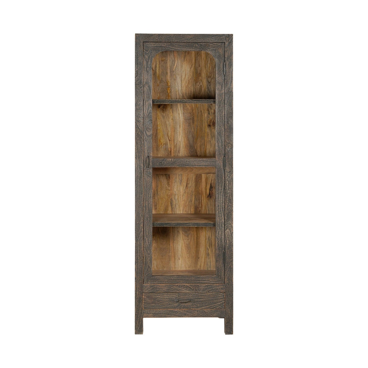 Valin Tall Mango Wood & Glass Display Cabinet - Charcoal