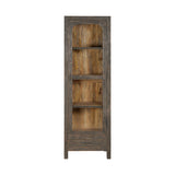Valin Tall Mango Wood & Glass Display Cabinet - Charcoal