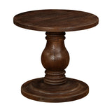Laya Carved Wood Side Table - Chocolate Brown