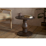 Laya Carved Wood Side Table - Chocolate Brown